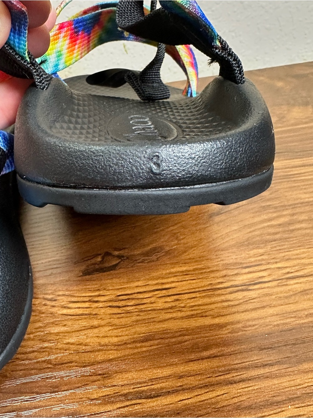 Chaco Kids' Z/1 EcoTread Sandals Vibrant Rainbow Tie-Dye Hiking Red Blue Size 3 - Picture 8 of 11